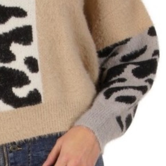 ELAN CLOTHING ANIMAL PRINT SWEATER FUZZY YARN - Picture 5 of 5